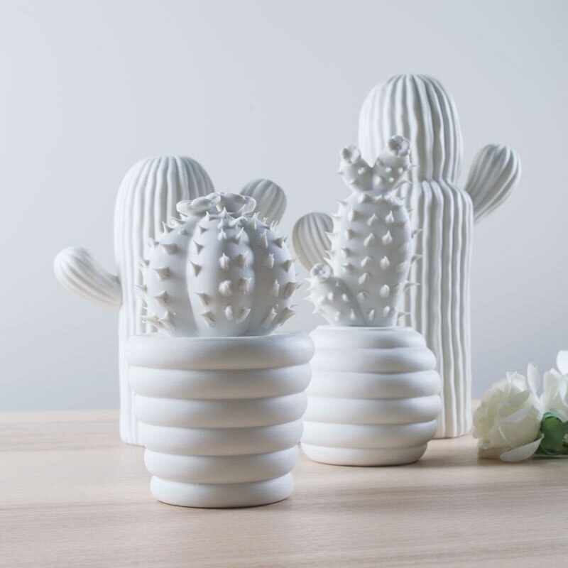  white ceramic cactus  xmas gift  ڱ a..